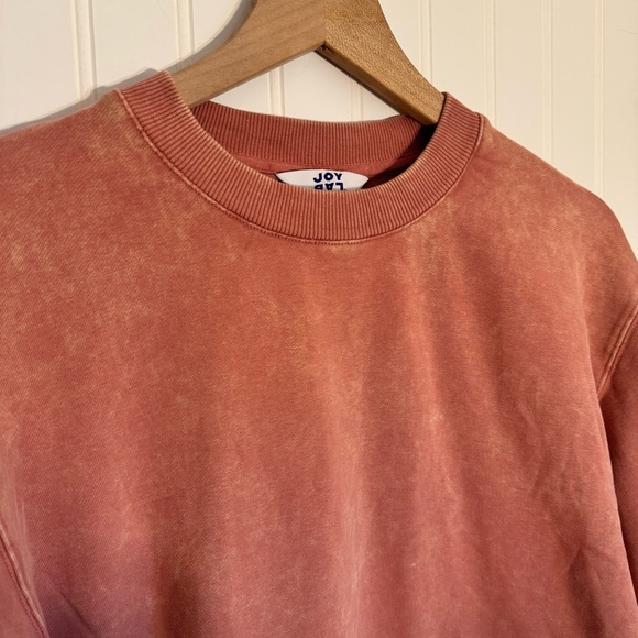 JoyLab Women’s Salmon Pink Cropped Crewneck Bleach Spattered Sweater Size XS - Picture 5 of 11